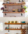Beefy Iron Pipe Shelf Brackets For 7 To 14 Inch Boards, L Style Floating Shelves in kitchen, heavy duty black metal, 6 pack