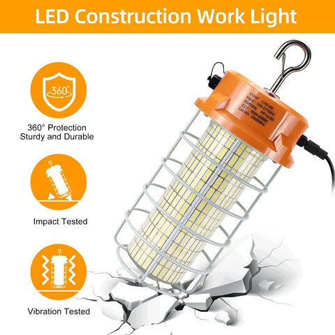 110W LED Work Light With 16500 Lumens And 5000K Daylight, IP67 Waterproof Beefy Portable Construction Light in rugged stainless steel guard