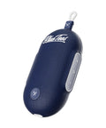 Player Go Golf GPS Speaker With AI Power, compact design, navy color, visible control buttons, and hanging loop.
