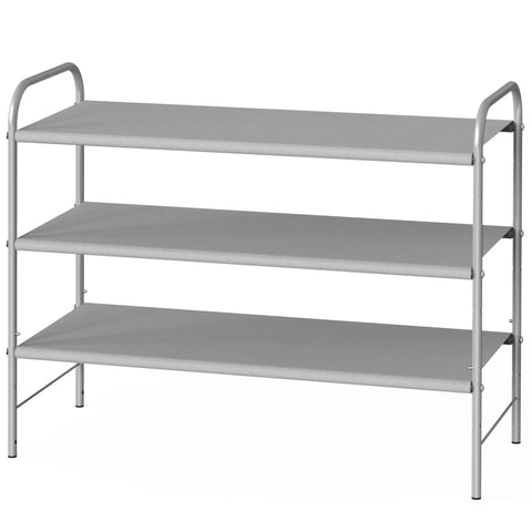 Legit Heavy Duty Three Tier Shoe Rack Storage Stand Fits All Your Daily Kicks Perfectly For Entryway Dorm Or Hallway Hold Up To Sixteen Pairs Without Any Hassle Built With Tough Metal Shelves In Chill Grey Tone