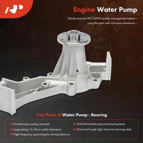 Close-up of engine water pump from Beefed Up Engine Timing Belt Kit With Water Pump For 3.3L V6 Nissan Frontier 1999-2004