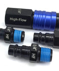 Four Piece High Flow Aluminum Female Coupling Connector Kit With Quick Connect Push To Connect System Delivers Twice The Air Flow Beefy Flow Anodized Aluminum Construction Rust Resistant For Air Tools And Painting Jobs detailed view