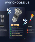 Comparison of T Tap Wire Splice Connectors for 16 to 20 AWG vs others, highlighting 3 way pins and secure connection