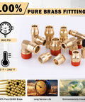 CheeMuii 136-pc brass DOT air line fittings kit, front view; push-to-connect, 1/8"–1/2" sizes for air hoses.