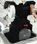 Cordless Mini Bench Grinder With Dual 4000Mah Batteries For Precise Polishing And Grinding On Workbench. Close-up of the device in use.