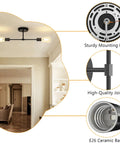 Modern Black Two Light Bathroom Vanity Sconce And Semi Flush Ceiling Fixture detail of mounting plate and ceramic base