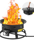 Propane Fire Pit 19 Inch Portable Outdoor Gas Fire Pit Includes Cover Lava Rocks, Adjustable Flame Height, 58,000 BTU, Smoke Free Heating, Black, Perfect for Backyard Gatherings, Camping Trips, Patio Nights.