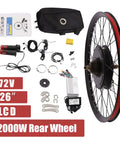 72V 2000W Rear Wheel Motor Electric Bike Kit With Multifunction Display For Easy Electric Bicycle Conversion components