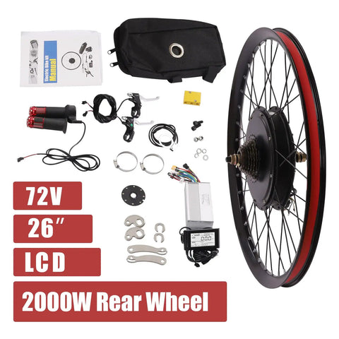 72V 2000W Rear Wheel Motor Electric Bike Kit With Multifunction Display For Easy Electric Bicycle Conversion components