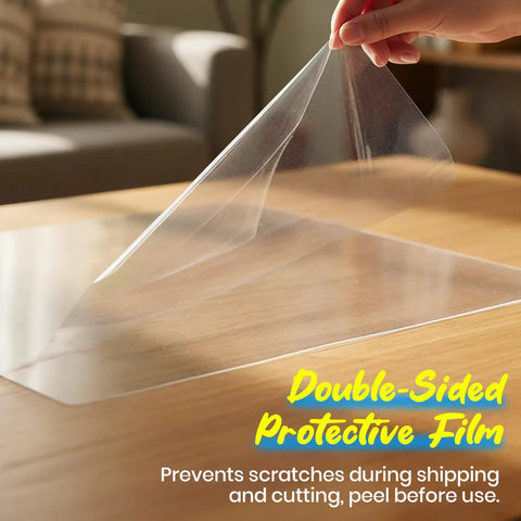 Top Shelf Clarity PET Plastic Sheets 3 Pack 24 By 36 Inches 0.04 Thick with protective film being peeled off.