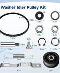 Washer Idler Pulley Kit With Lever And 27 Inch Belt Tensioner For Alliance Laundry Systems Speed Queen Huebsch Primus Unimac Ipso Cissell Econo Washers Replace 959P3 38174 38225p UNMC959P3 202032, black belt and metal parts