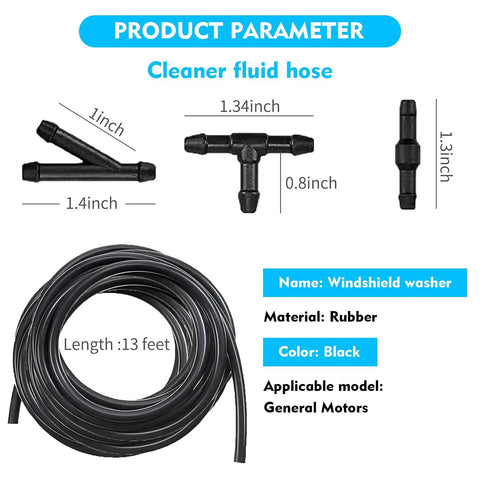 Heavy Duty Car Windshield Washer Hose Plus 13 Foot Universal Auto Washer Line Repair Kit Featuring I Y T Connectors Cut To Length Rubber Tubing
