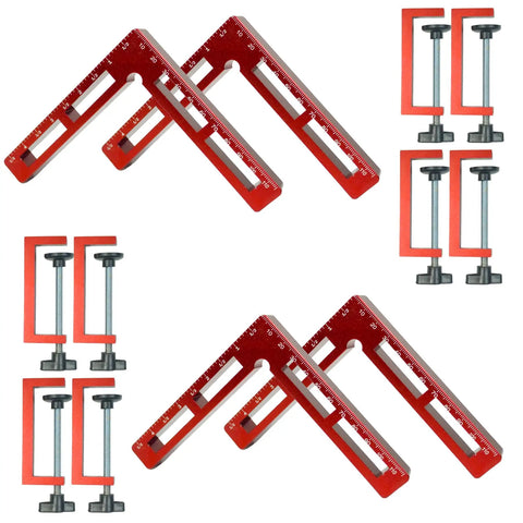 Four Pack 90 Degree Corner Clamps For Woodworking, 4.5 X 4.5 Inch Aluminum Alloy Right Angle Positioning Squares CNC Machined