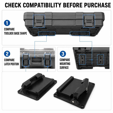 2 Pack Bottom Latch Mounts For Flex Stack Pack Toolbox Bracket Fits Wooden Work Surfaces compatibility check guide