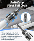 Two In One Pipe Tapping And Threading Kit for PVC pipes with anti-drop steel ball lock showcased on a workbench.