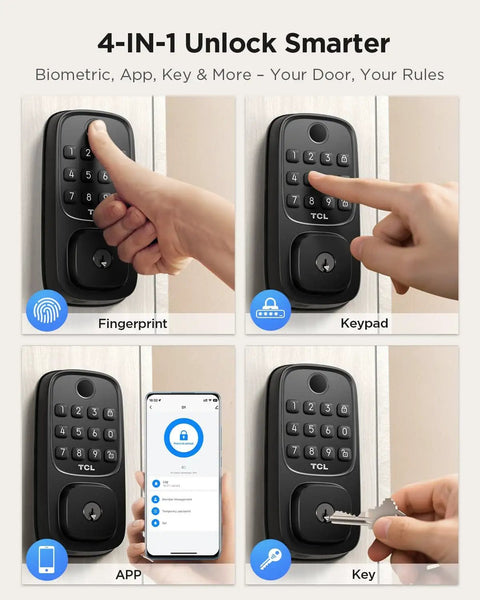 Fingerprint Door Lock With Keyless Entry Keypad For Front Door Built In WiFi Auto Lock And Voice Control easy access options