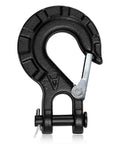 Beefy Heavy Duty Forged Steel Clevis Slip Hook For Winch Cables And Ropes Five Sixteenth Inch Extreme Hook Black front view