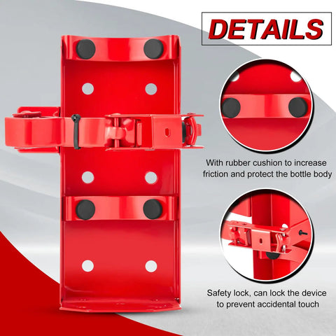 Heavy Duty Metal Fire Extinguisher Wall Mount Bracket Holds Up To Five Pounds Red Indoor Safety Stand Keep Your Emergency Gear Locked And Loaded Where You Need It Right Now