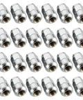 24 Pack Silver Chrome Lug Nuts That Rock Your Wheels, Heavy Duty Steel Thread Repair Kit For Trucks And Cars, Tough High Strength Screws Built To Last Without The Hassle Of Custom Fitting. 24 lug nuts on white background