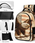Antique Eagle Arrow Branch Printed Unisex Backpack Large Capacity Durable Polyester Daypack with smooth zipper and handle view