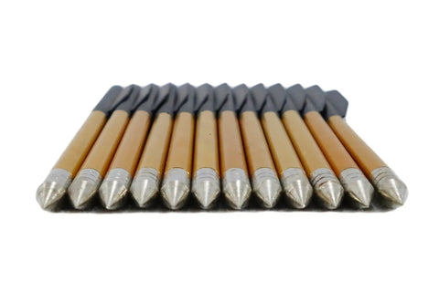 Aluminum Crossbow Bolts For 50 To 80 Pound Pistols, 36 Pack, 6.26 Inch Arrows With Metal Tips lined up showing tips and fletching