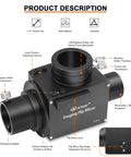 1.25 Inch Flip Mirror For Telescope Eyepiece And Camera Adapter, Auto Centering For Precise Focusing product view with labels