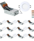 6 Inch LED Recessed Slim Downlight Canless Ceiling Lights With Junction Box IC Rated ETL Dimmable 12W 1027lm Warm White 3000K