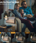 Family using Industrial Table Lamp Set Of 2 With Dual USB Charging Ports, 3-Way Dimmable Touch Control Bedside Lamps in living room