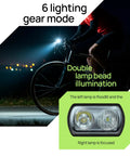 Cyclist using Front And Back Bike Light Kit R15 USB C Rechargeable Auto Brake Sensing 500 Lumen Waterproof Headlight at night.