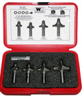 Top Shelf Roundover And Beading Router Bit Kit Featuring One Half Inch Shank Size For Fine Carpentry Work Includes four steel cutters in storage case.