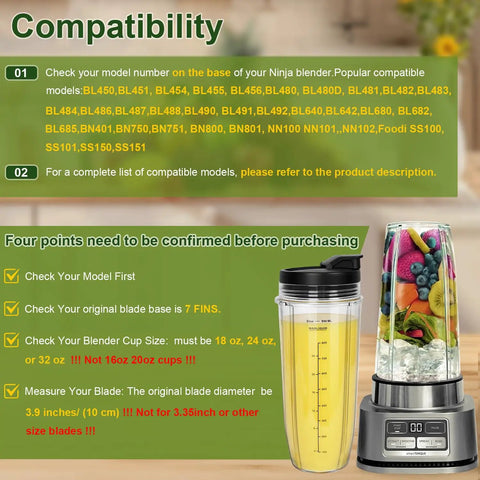 Image showing 32 Ounce Blender Cups Replacement Durable With Sip And Seal Lids For Ninja Blenders Compatible With Auto IQ Series models