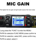 Close-up of mic gain settings on Dual Band Mobile Transceiver 25W VHF UHF VOX Car Radio with display and buttons.