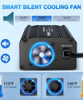 Road Ready 150 Watt Car Power Inverter Plugs Straight Into Cigarette Lighter To Crank Out 12V DC To 110V AC With Dual 3.1A USB Ports And Standard Outlet For Solid Everyday Charging On The Fly, featuring a smart silent cooling fan.