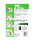 Back of packaging showing installation steps for Indoor Three Window Shrink Film Insulator Kit With Crystal Clear Film 62 By 126 Inches