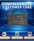 Rock Solid Industrial Ac Dc Switching Power Supply 12 Volt 10 Watt Converter label showing input/output specifications.