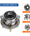 Pair Of Two AWD Wheel Hub Bearing Assemblies OEM Grade For Hyundai Santa Fe 2007 Through 2019 And Veracruz all views shown
