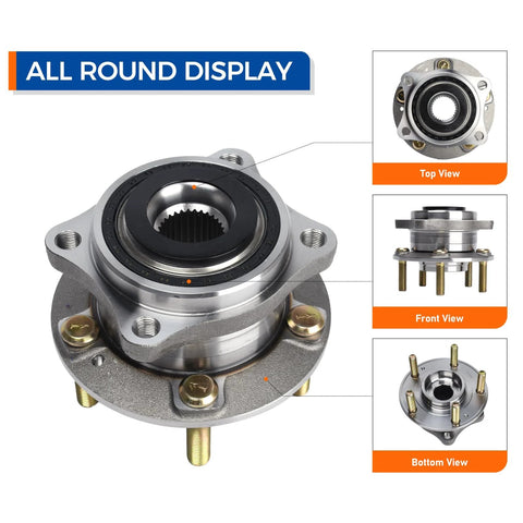 Pair Of Two AWD Wheel Hub Bearing Assemblies OEM Grade For Hyundai Santa Fe 2007 Through 2019 And Veracruz all views shown