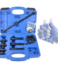 All In One Motorcycle Wheel Bearing Puller Tool Kit For Most Models With 25mm Bearings, blue case with components inside