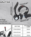 31.8mm Aluminum Bicycle Seat Post Clamp Quick Release Collar Type 1 Hollow Ergonomic Design shown with size guide