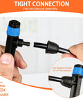 Hands connecting 55 Piece Drip Emitter Stakes Kit With 360 Degree Adjustable Flow Fan Sprayer For One Quarter Inch Irrigation Tubing
