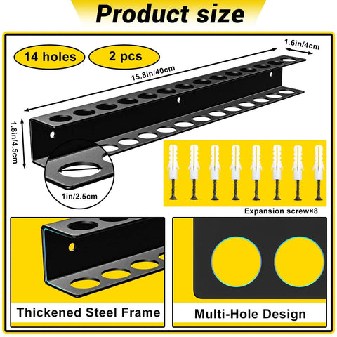 Wall Mounted Screwdriver Organizer Rack, Heavy Duty Steel Tool Holder With 28 Tool Capacity, includes 2 racks with mounting screws