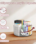 Clear Acrylic Marker Organizer With 360 Degree Rotating Pencil And Crayon Holder, 250 Piece Set on desk