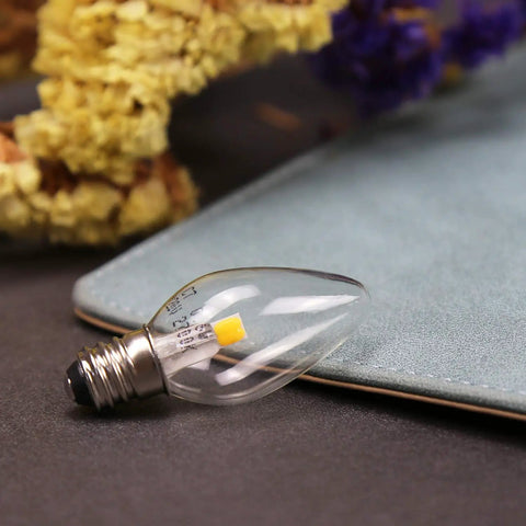 C7 LED Night Light Bulb E12 Candelabra Base 0.6W Replacement For 7W Incandescent, Warm White 2700K, Vintage Clear Glass