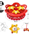 Two Pack Glass Hummingbird Feeders For Outdoors, Hanging Style With Bee Guard Ports, 3.4 Oz Capacity, Red Handheld Design