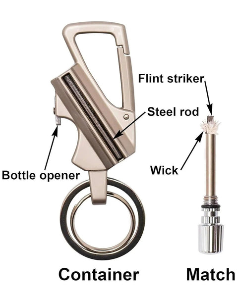 Infinity Lighter 3 in 1 Multitool Keychain Fire Starter Bottle Opener Waterproof Metal Flint Collapsible Lighter components