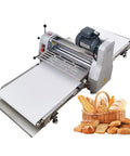 Techtongda Commercial Dough Sheeter Countertop Pizza Pasta Roller With Heavy Duty Conveyor Belt, stainless steel, for rolling pastry.