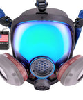 Front view of Dope Full Face Respirator Mask for Wildfire Smoke and Poor Air Quality with dual activated charcoal filtration