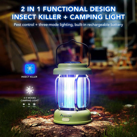 2 In 1 Bug Zapper And LED Lantern With IPX4 Weatherproofing Mosquito Killer Type C Charging Cordless Indoor And Outdoor Light