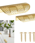 Two Pack Brass Edge Pulls With Copper Back Mount For Concealed Hidden Drawer Wardrobe Doors Arc Finger Pulls Hollow Out Design 4.6 Inches