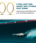 8 3/8 Inch Pool Light Lens Gasket And Stainless Pilot Screw Replacement Kit For Pentair 79101600Z 79104800 Easy Fit Plug And Play IntelliBrite AmerLite And SAM Amerlite Lights Heavy Duty Waterproof Seal, two gaskets and screws